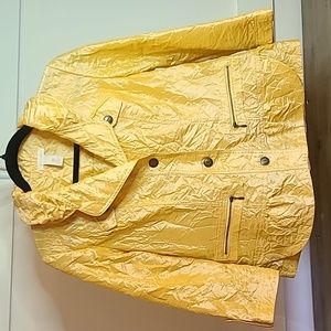 Chico's Jacket size 0 Gold Shimmery Crinkle Pockets Lagenlook Career